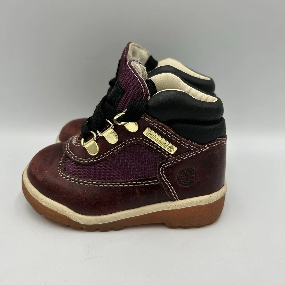 Timberland Toddler Boys Size 6.5 Burgundy Leather Lace Up Field Boots‎